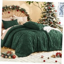 Queen Size Comforter Set Green, 3 Piece Dark Green Boho Queen 90 90in Emerald