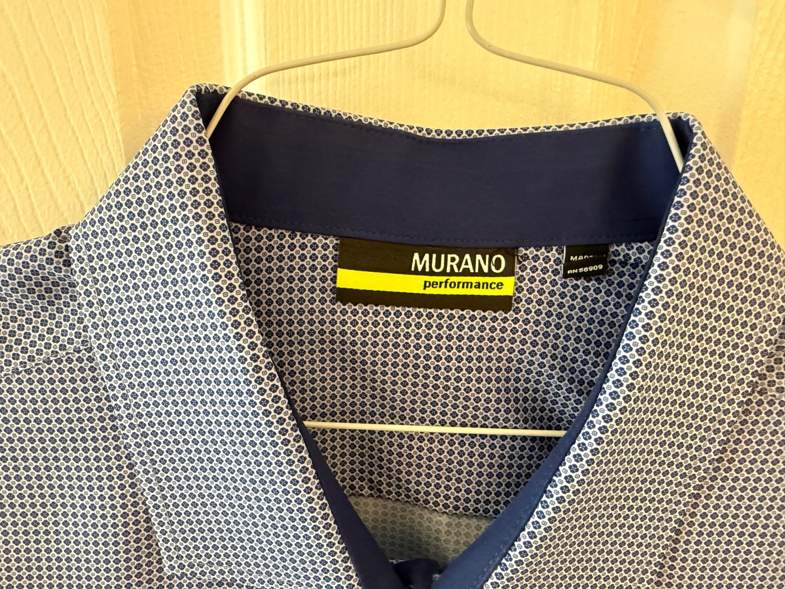 Murano Performance Button Down Shirt Blue Geometr… - image 2