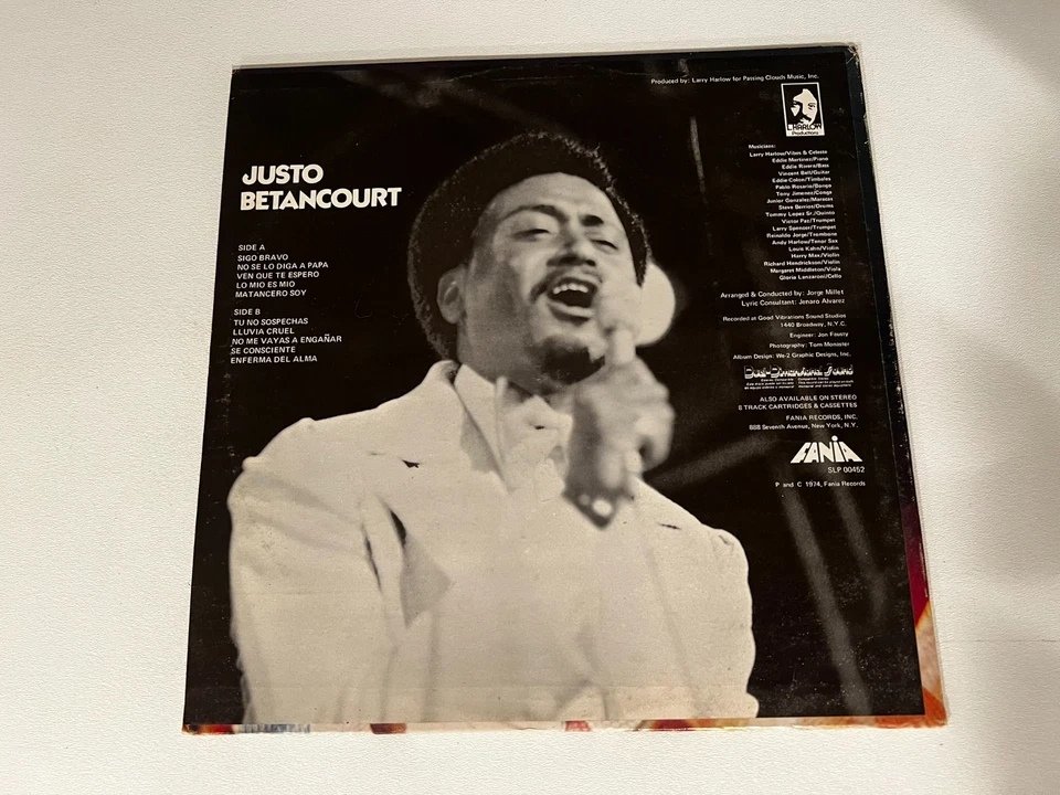 Justo Betancourt – Justo Betancourt Vinyl LP Fania Records 1974 SALSA CHA-CHA - Image 2 of 3