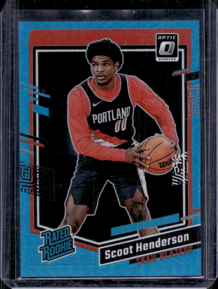 2023-24 Panini Donruss Optic Scoot Henderson Aqua Prizm RC Rated Rookie #21/249