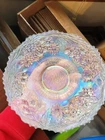 Pretty White FENTON Carnival Glass Orange Tree Pattern Plate Bearded Berry Back