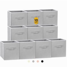 Storage Cubes 11 Inch Fabric Foldable Collapsible 10 Pack Grey Bins Criusia Dual
