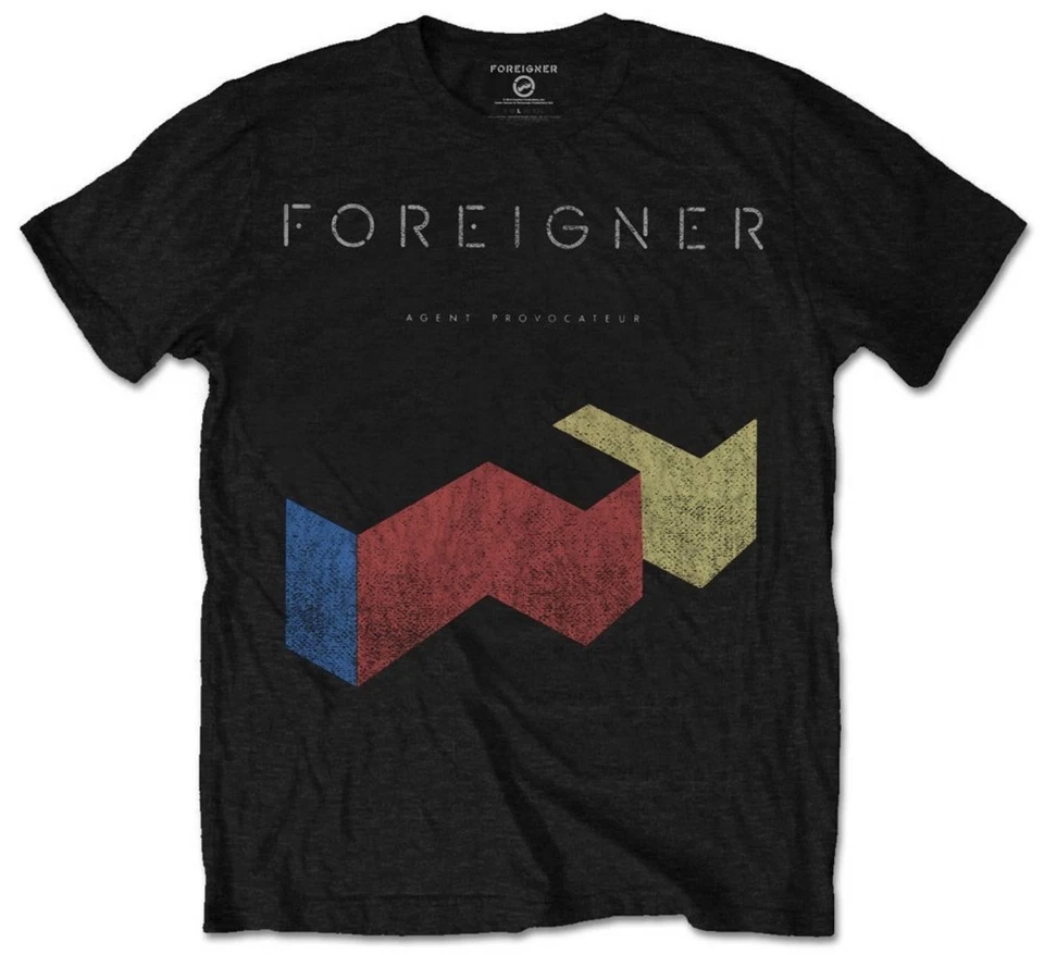 100% OFFICIAL MERCHANDISE Foreigner 'Vintage Agent Provocateur' (Noir) T-Shirt