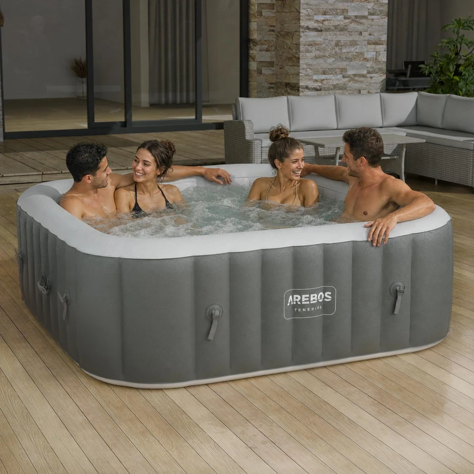AREBOS Whirlpool | In- & Outdoor | 185 x 185 cm | LED-Beleuchtung | Quadrat - Bild 2 von 4