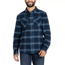 NEW Colorado Clothing Men's M Blue Plaid Flannel Shirt Long Sleeve Button-Up
