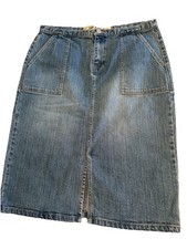 Vintage Gap Jeans Denim Skirt Size 10 Utility Pencil Stretch Slit Retro 90s Y2K