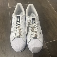 Adidas Superstar Bold 'Blanco Nube' Para Mujer Talla 10.5 Oro Diamantes