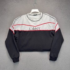 LANY Sweatshirt Womens 2X Black Gray Crop Pullover Crewneck Designer