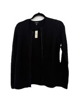 NWT Talbots Women  s Black Full Zip Cardigan Sweater Jacket Size XS