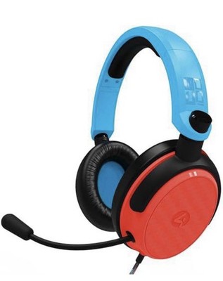 4Gamers C6-100 Red & Blue Over Ear Gaming Headset Compatible with PS4/PS5, Xbox