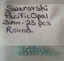 Swarovski Pacific Opal Pale Blue Crystals  25 Pcs 3mm  VERY RARE COLOR  NEW 