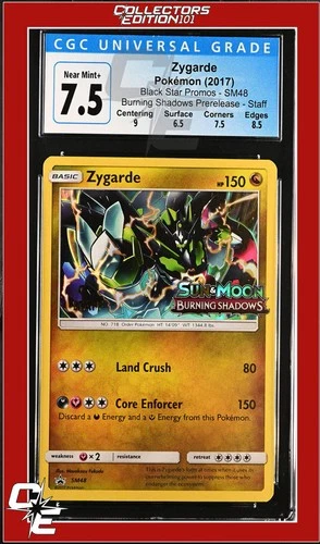 SM Black Star Promo Zygarde SM48 Burning Shadows Prerelease STAFF CGC 7.5