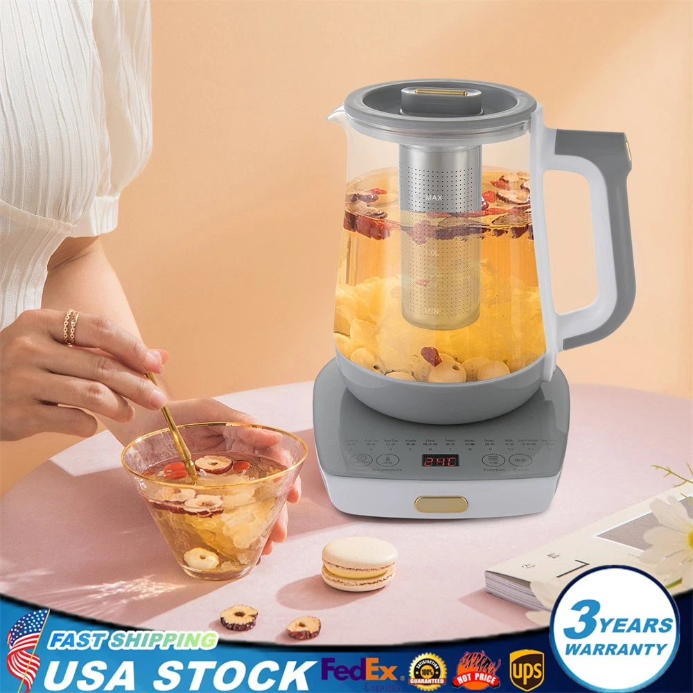 800W 1.8L Electric Kettle Glass Water Boiler Fast Boiling Tea Kettle 40-90°C