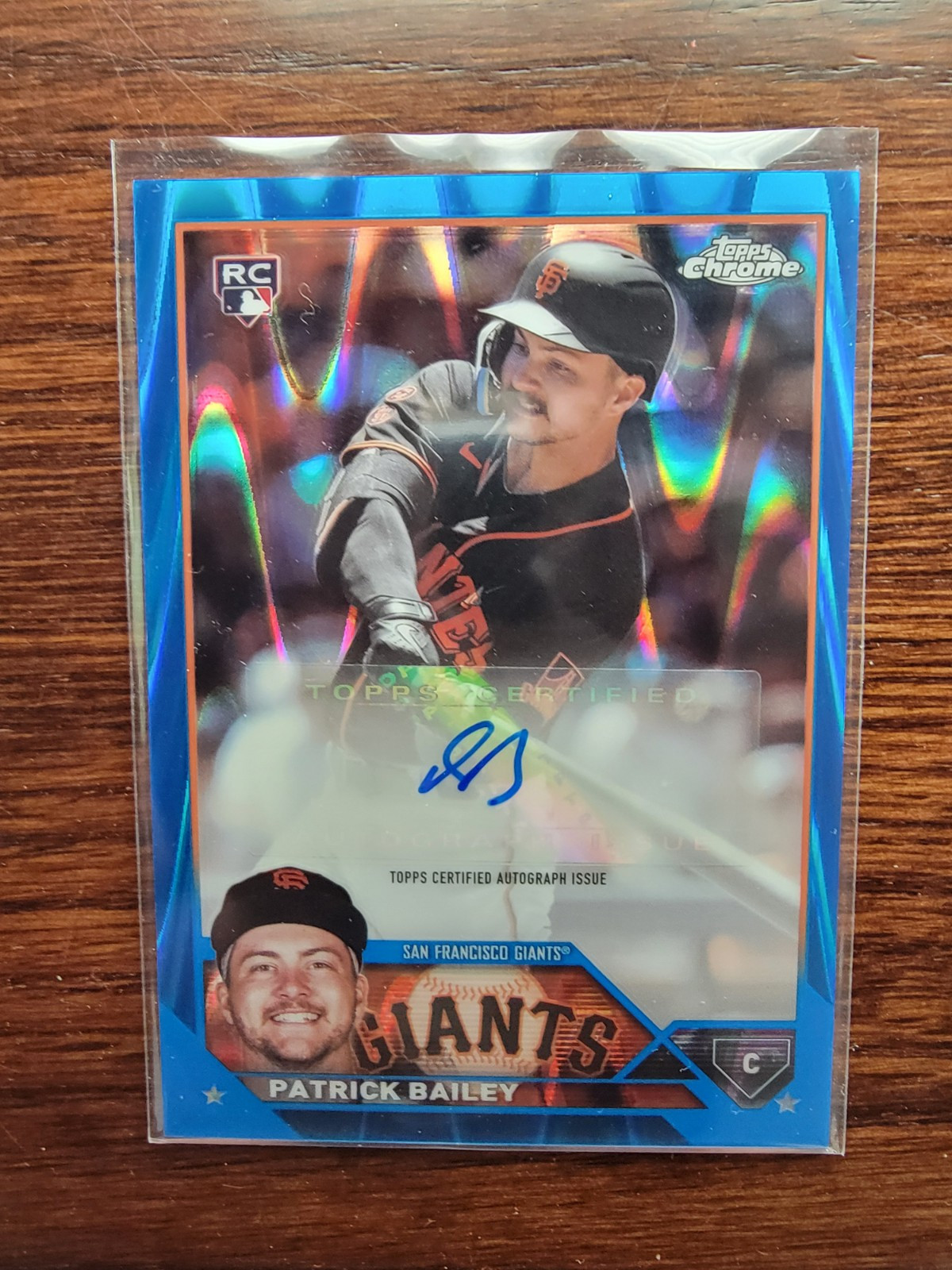 2023 Patrick Bailey auto, RC - Topps Chrome Update #/150 Blue Raywave