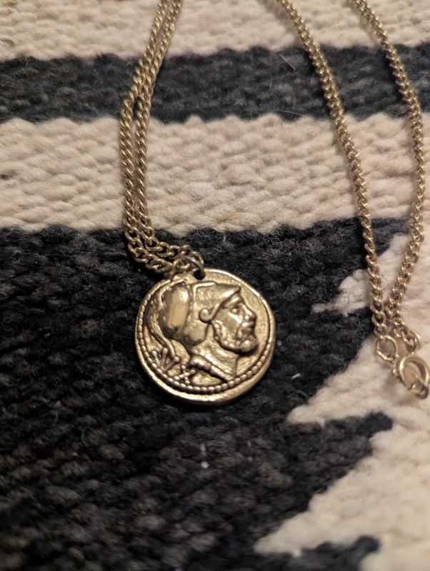 Vintage Avon Necklace Roman Athena Eagle Coin Pendant Goldtone Fashion Jewelry