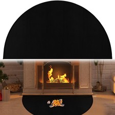 32x60Inch Black Fireplace Hearth Mat Fire Resistant,Large Half Round Fireproo...