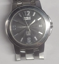 ESQ E5312 All Stainless Steel Quartz Analog Men's Watch Sz. 7 3/4" New Battery