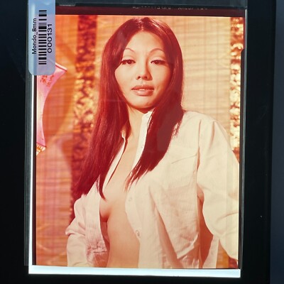 1960s Asian Actress Model Long Hair Open White Shirt Color Transparency 4x5 in