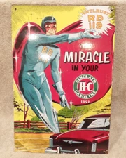 Sinclair Oil The Miracle In Your Gasoline Heavy Porcelain Sign -Repro 18"x12"