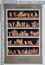 ANTIQUE ORNAMENT PRINT ROMAN HELLENISTIC POMPEIAN FRESCOES LITTLE CUPIDS