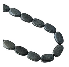 25 Preciosa Czech Glass Hematite Black 14x8mm Wavy Flat Oval Craft Art Beads