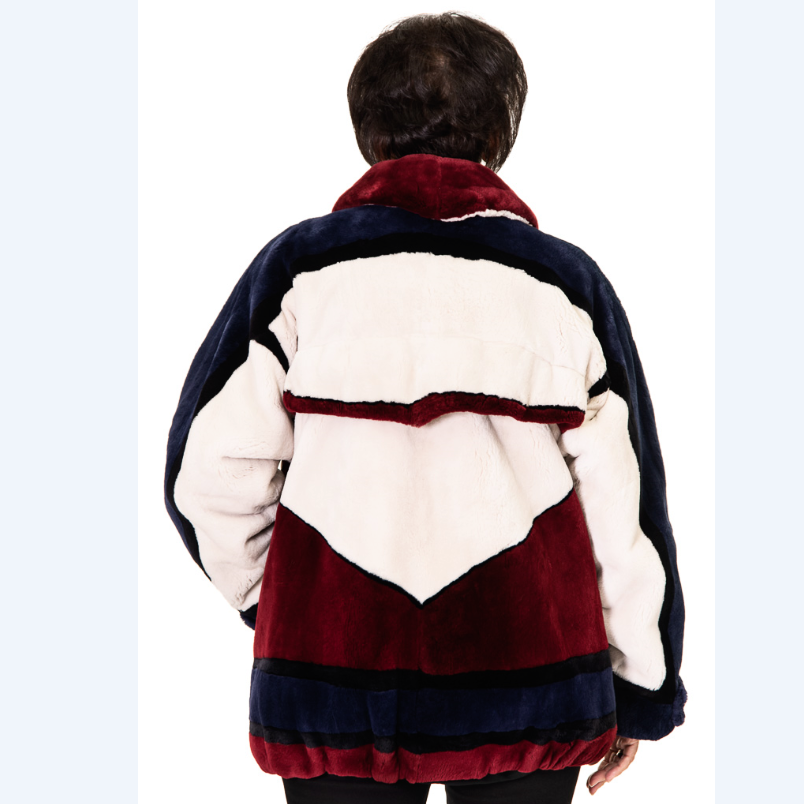 CLEARANCE White, Red, Blue Sheared Beaver Fur Jacket - s14 | eBay