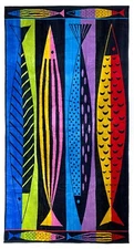 Picasso Fish Sea Fabric Cotton Sponge Egyptian Jaquard Towel 90x165cm