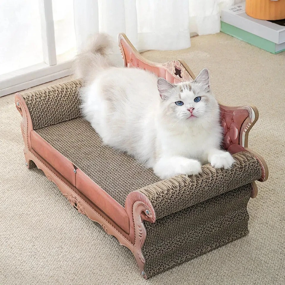 Luxury Cat Scratcher Thick Cardboard Cat Couch with Scratch Pad Scratching Post - Image 2 of 4