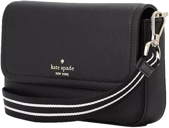 Kate Spade New York Rosie tracolla piccola con patta in pelle ciottolata nera