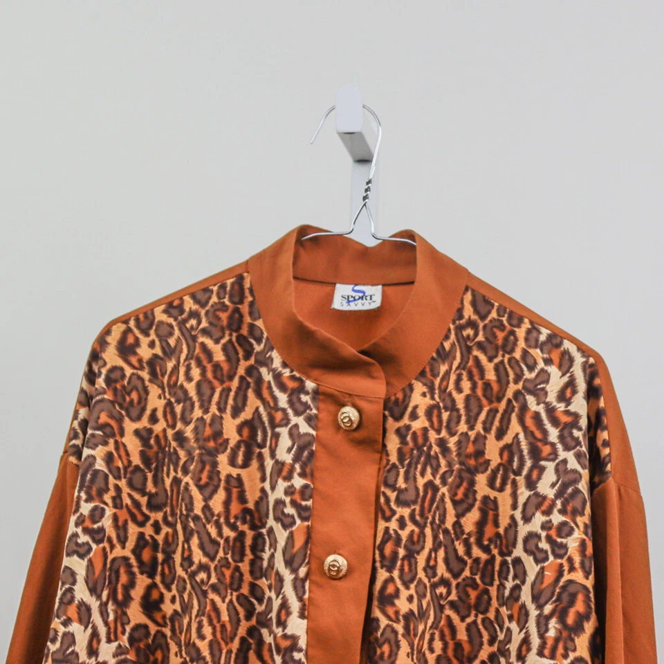 Vintage 90s Leopard Animal Print Shacket Oversized Boxy Relaxed Fit Parka Jacket - Image 3 of 4
