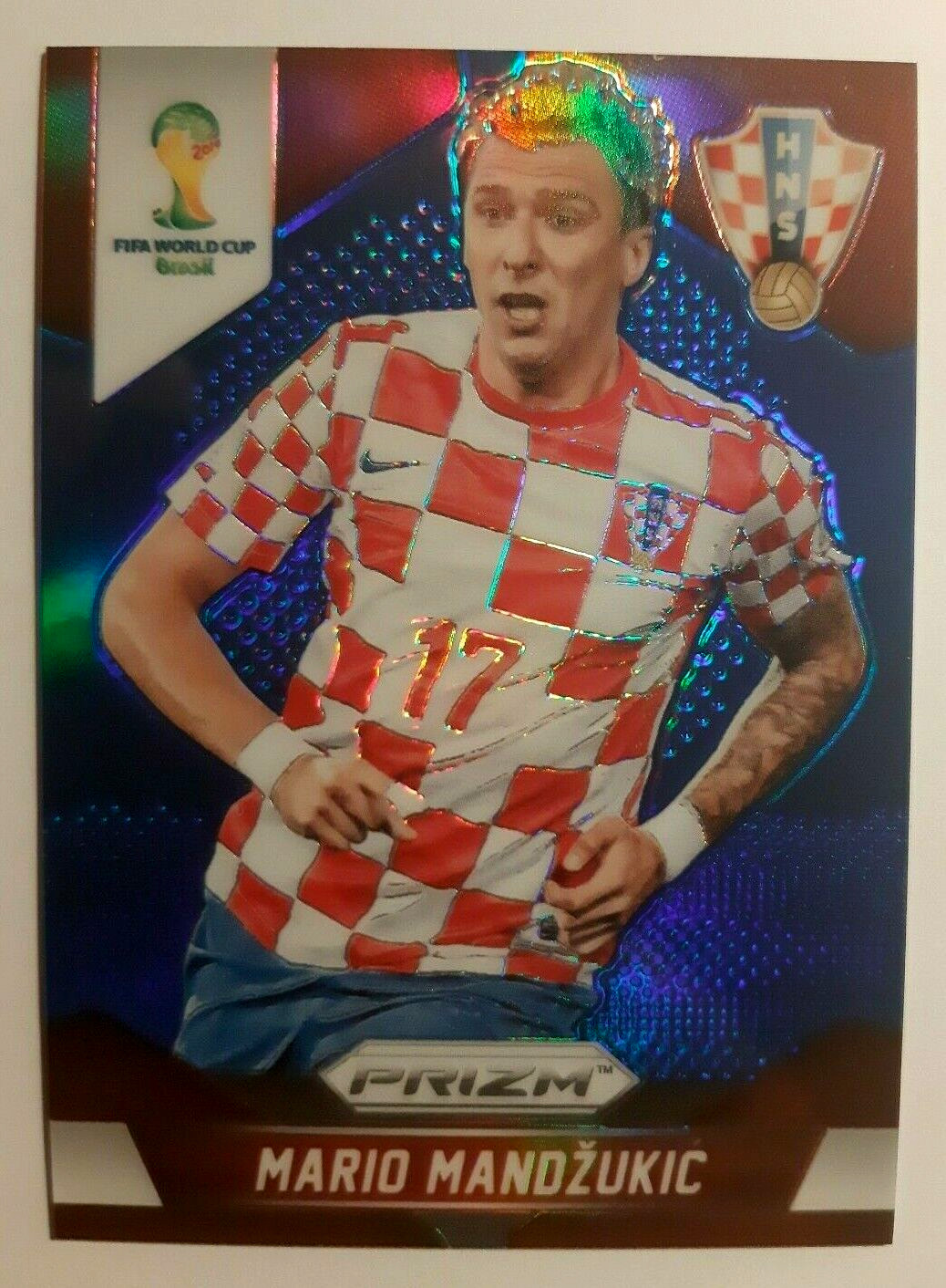 MARIO MANDZUKIC 090/199 BLUE PRIZM 2014 PRIZM WORLD CUP SOCCER BASE #120 CROATIA