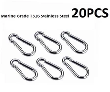 3 inch T316 stainless steel spring snap hook carabiner, set of 20