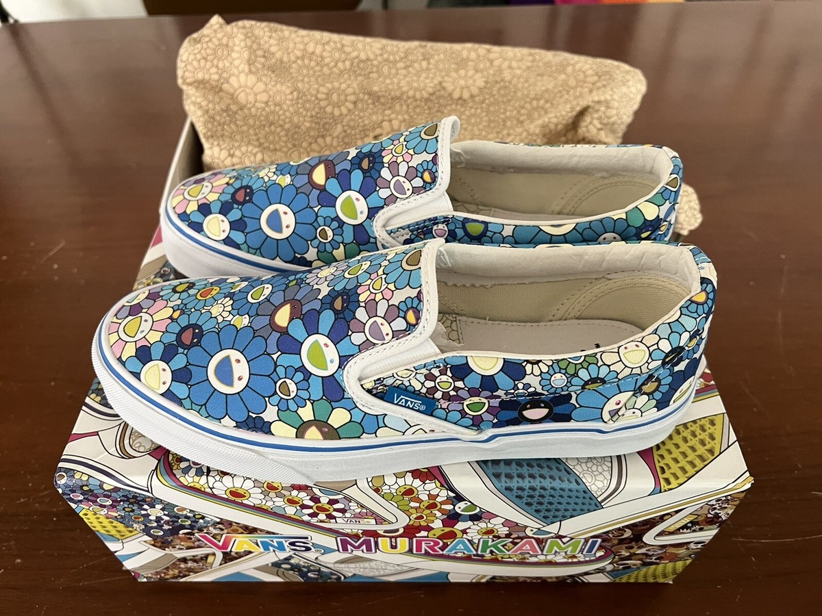 VANS Takashi Murakami Blue FLOWER Mens Size Classic Slip On