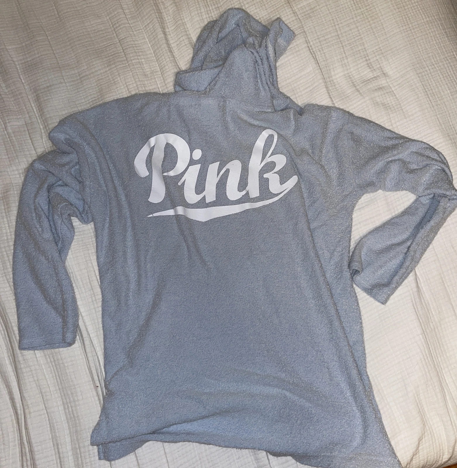 UNDERCOVER FELPA CON CAPPUCCIO IN PILE BLU VICTORIA'S SECRET "ROSA" TAGLIA M