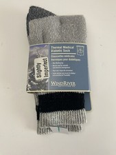Thermal Medical Diabetic Socks Grey/Black - Made in USA New Slightly imperfect