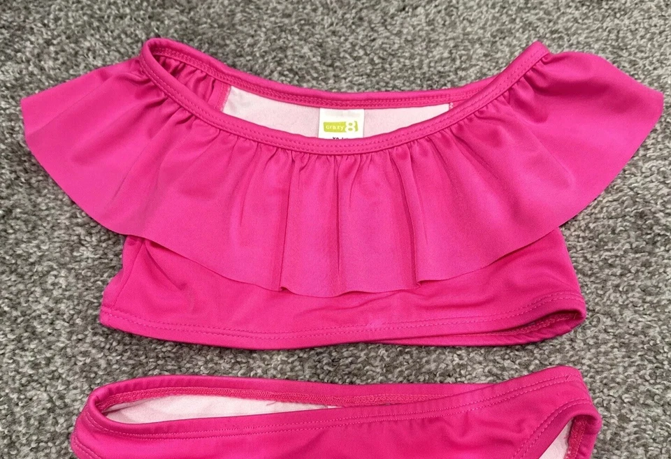 Camiseta Tankini Crazy 8 By Gymboree Girls Rosa Brillante Volantes XS 4 Natación Foto 2 de 4