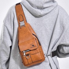 Women/Mens Sling Backpack, Soft PU Leather Cr...