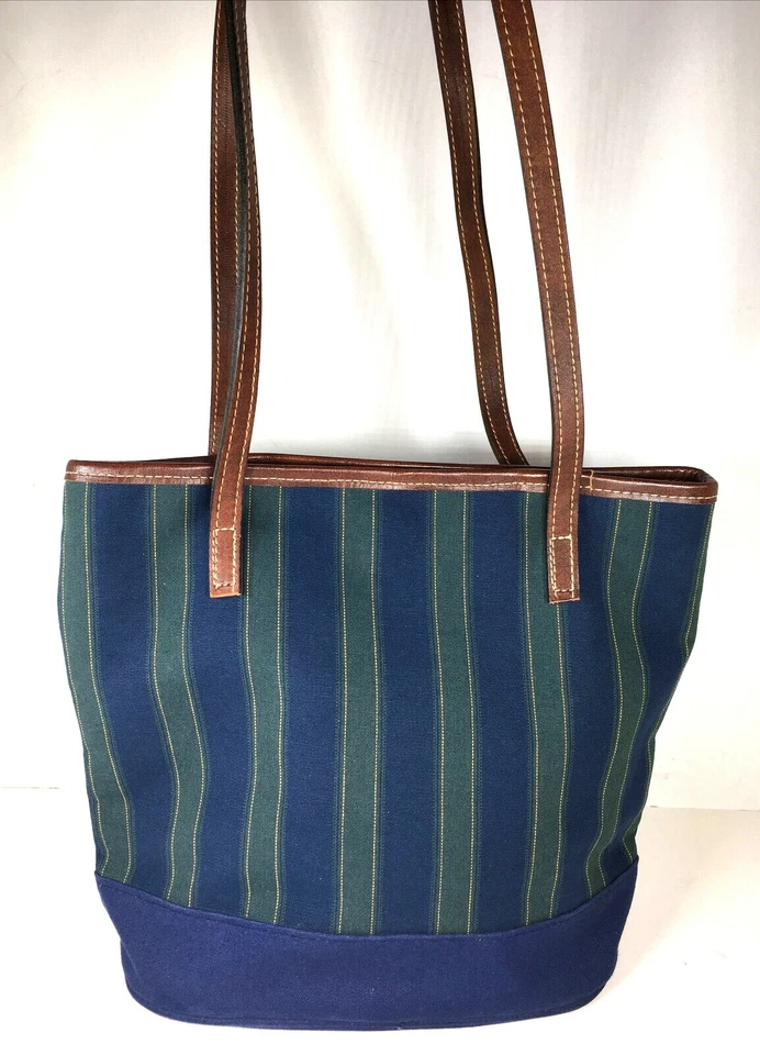 Bolso de hombro estilo bolso de mano Longaberger azul verde a rayas Foto 2 de 4
