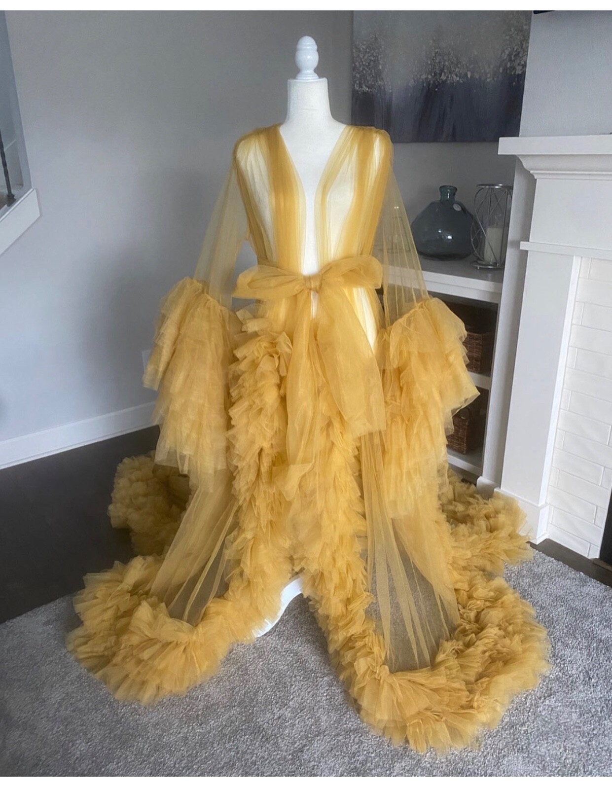 Maxi mustard tulle maternity Photoshoot dress Gem