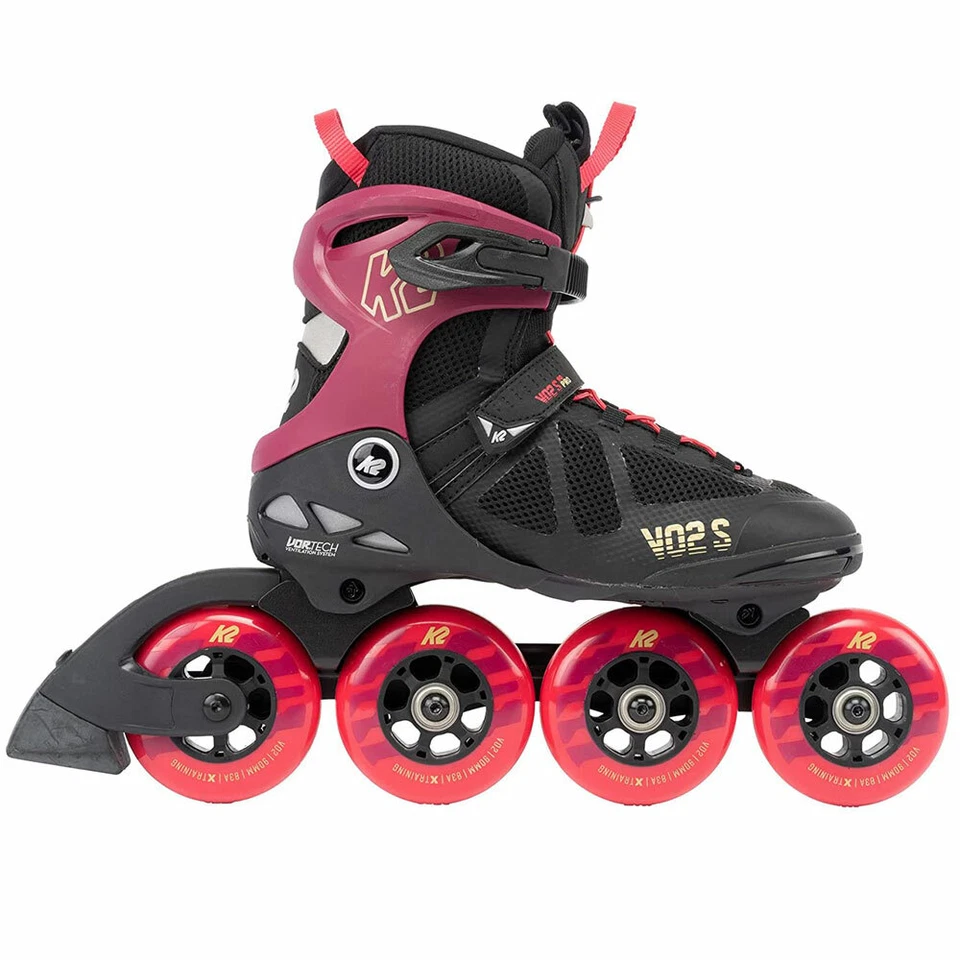 K2 VO2 S 90 Pro Short Cuff Damen-Inline-Skates Inliner Schwarz/Weinrot 90mm/83A - Bild 2 von 3