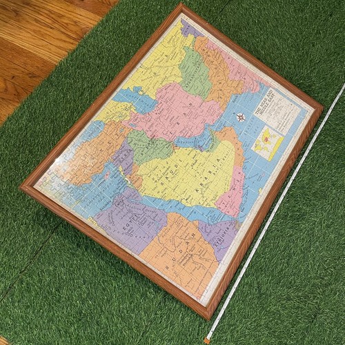 VTG PUZZLE MAP - The Near and Middle East - Complete + Framed 25” x 19” - Picture 3 of 9