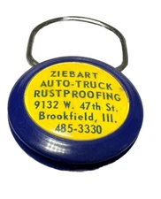 Vintage Brookfield Illinois Ziebart Auto Truck Rust Proofing Automotive Keychain
