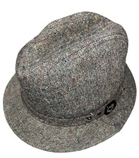 Vintage Gray IRISH Colorful Specks TWEED Fedora HAT Men Large Lined Remay DuPont