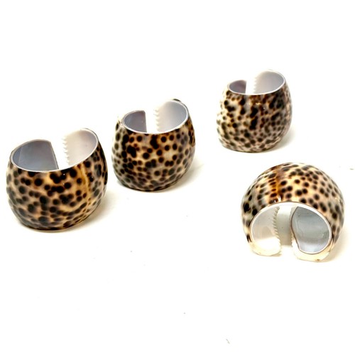 Set Of 4 Vintage Leopard Cowrie Shell Napkin Rings Made in the Philippines - Picture 6 of 9