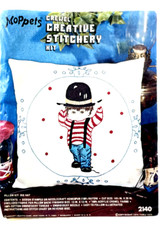 Stitchery Kit Vintage 1975 Vogart Crewel Embroidery Pillow BIG HAT Moppets 13x13