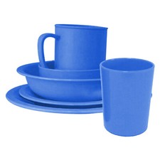6-tlg. Geschirr-Set Kunststoff Blau Kindergedeck Kindergeschirr Tasse Teller
