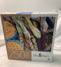 750 Piece MB Puzzle Big Ben Colorful Corn Fall Harvest Thanksgiving Fun Relaxing