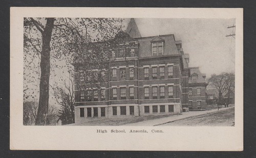 Ansonia Connecticut Postcard High School Unused White Border - Picture 2 of 3