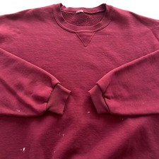 Vtg 90s Russell Athletic Maroon Faded Distressed Blank Crewneck Sweatshirt 2XL
