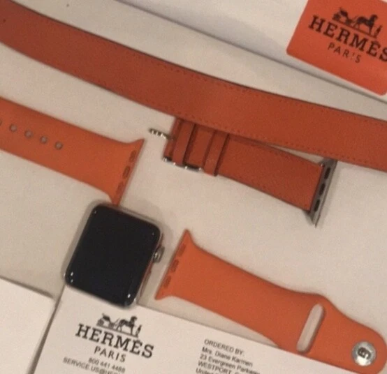 Apple Watch Hermes 42mm with RARE New sport Orange Band & Box